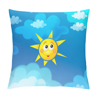 Personality  Cartoon Summer Sky Background With Space For Text - Illustration For Children Pillow Covers