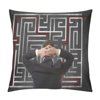 Personality  Businessman Looking At A Maze Pillow Covers