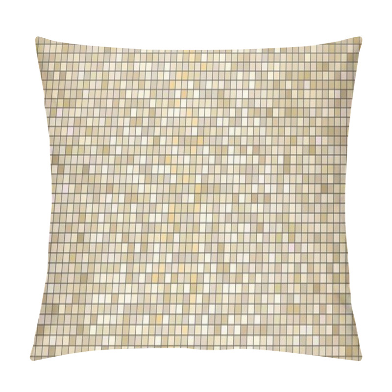 Personality  Beige Abstract Mosaic Background - Illustration, Mosaic Grunge Beige Background, Squares Of Light And Dark Yellow Color, Beige Shapes Of Mosaic Style Pillow Covers