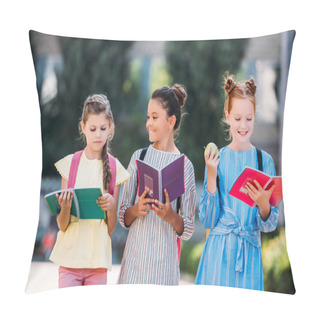 Personality  Happy Schoolgirls With Notebooks Spending Time Together After School  Pillow Covers