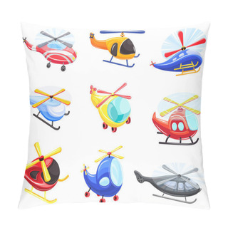 Personality  Helicopter Icons Set, Cartoon Style Pillow Covers