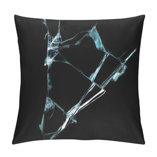 Personality  Broken Mirror Glass On A Black Background In Cracks In The Form Of An Isolated Image Abstraction Pillow Covers