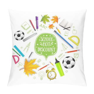 Personality  Realistic Back To School Round Concept Pillow Covers