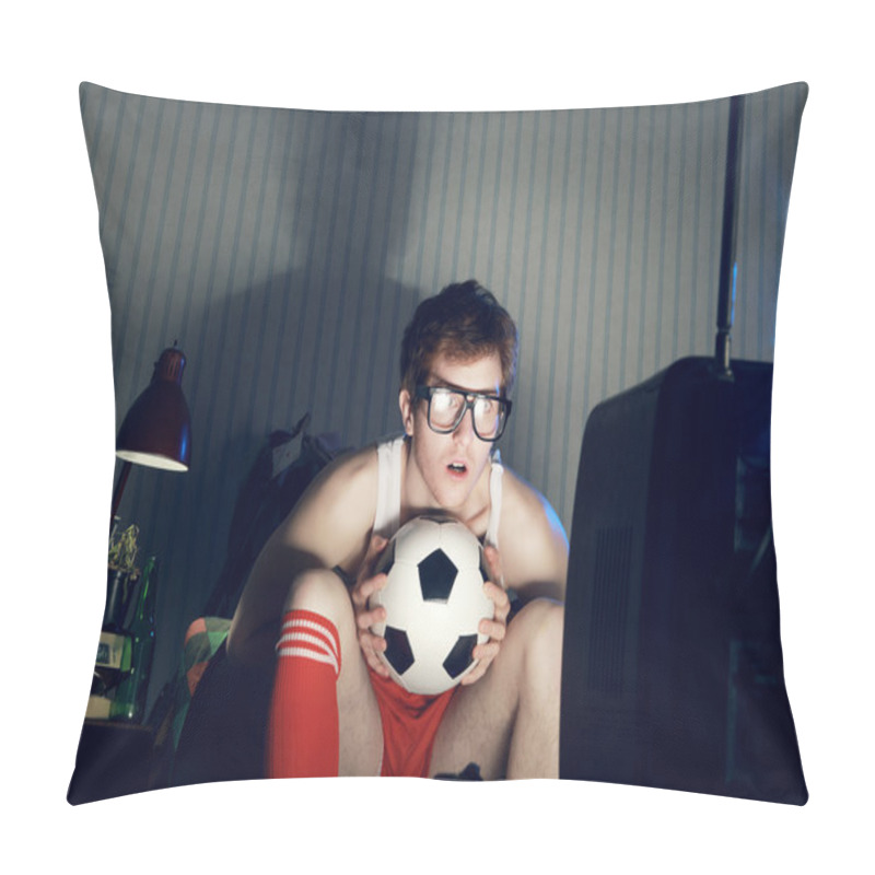 Personality  Soccer Fan Watching Television pillow covers