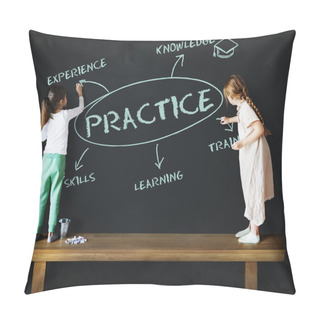 Personality  Cute Sisters Drawing On Blackboard Pillow Covers