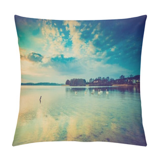 Personality  Vintage Photo Of Sunset Over Calm Lake Pillow Covers