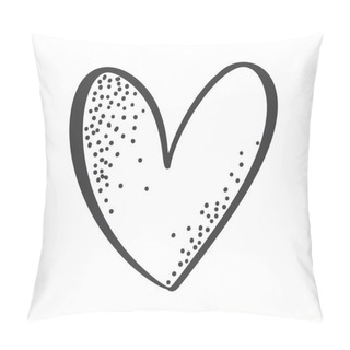 Personality  Hand Drawn Scandinavian Velentines Day Heart With Ornament Flourish Icon Silhouette. Vector Simple Contour Valentine Symbol. Isolated Design Element For Web, Wedding And Print Pillow Covers