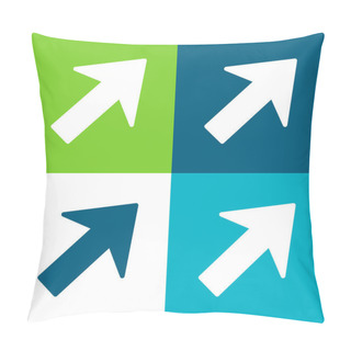 Personality  Arrow Up Right Flat Four Color Minimal Icon Set Pillow Covers