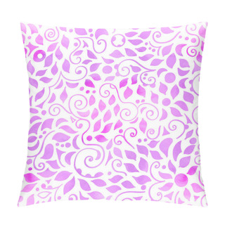 Personality  Seamless Pattern On White Background, Purple And Pink Watercolor Swirls, Circles, Triangles And Leaves . Vector Design. Pillow Covers