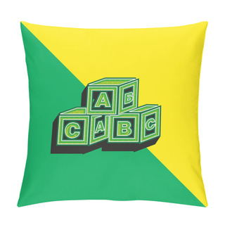 Personality  ABC Cubes Green And Yellow Modern 3d Vector Icon Logo Pillow Covers