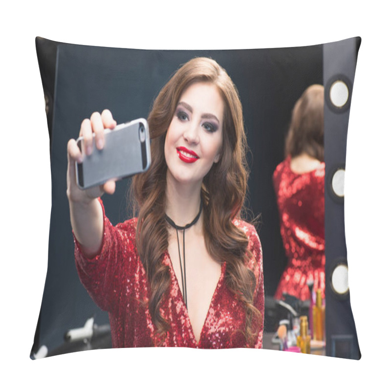 Personality  Woman making selfie  pillow covers