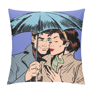 Personality  Rain Man And Woman Under Umbrella Romantic Relationship Courtshi Pillow Covers