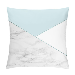 Personality  Geometric Background With Grey Marble, White And Light Blue Colors  Pillow Covers