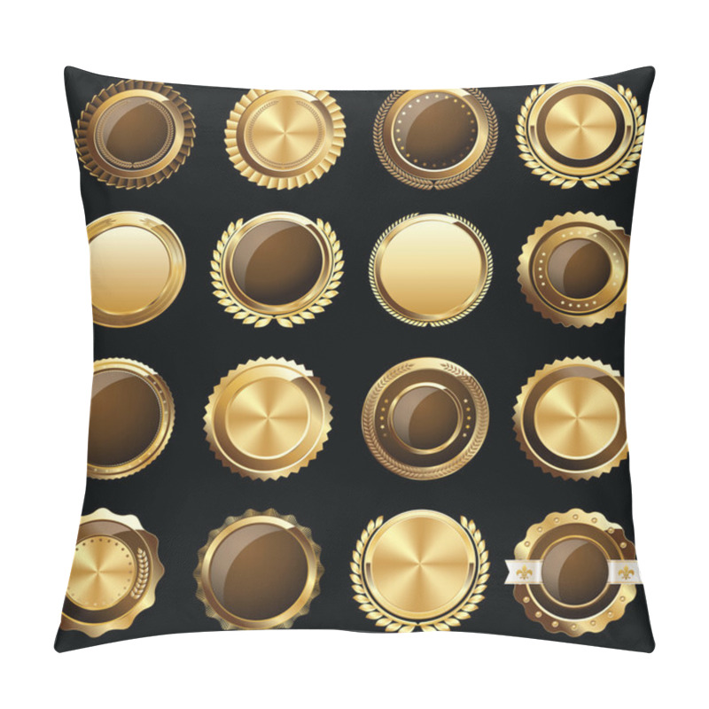 Personality  Set of Gold Certificate Seals and Badges pillow covers