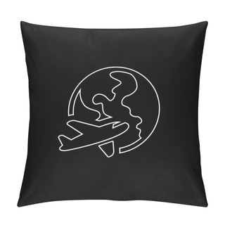 Personality  Airplane Around Earth Blue Gradient Vector Icon Pillow Covers