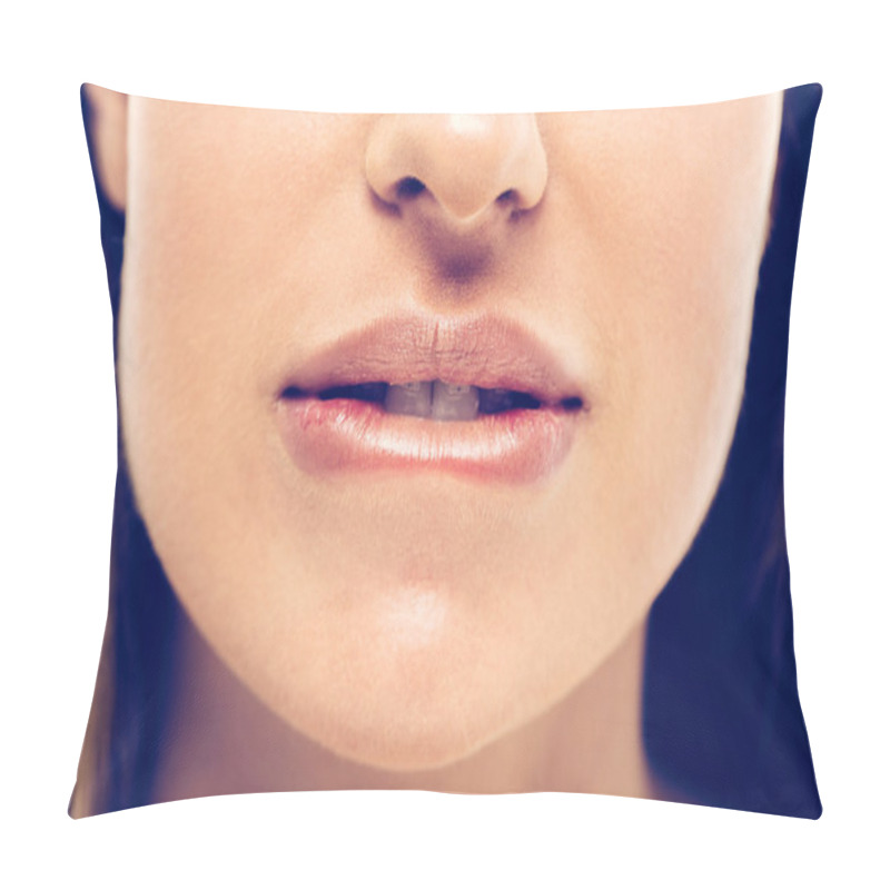 Personality  beautiful female face biting lips pillow covers