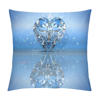 Personality  Heart Shaped Diamond Over Blue With Reflection Pillow Covers