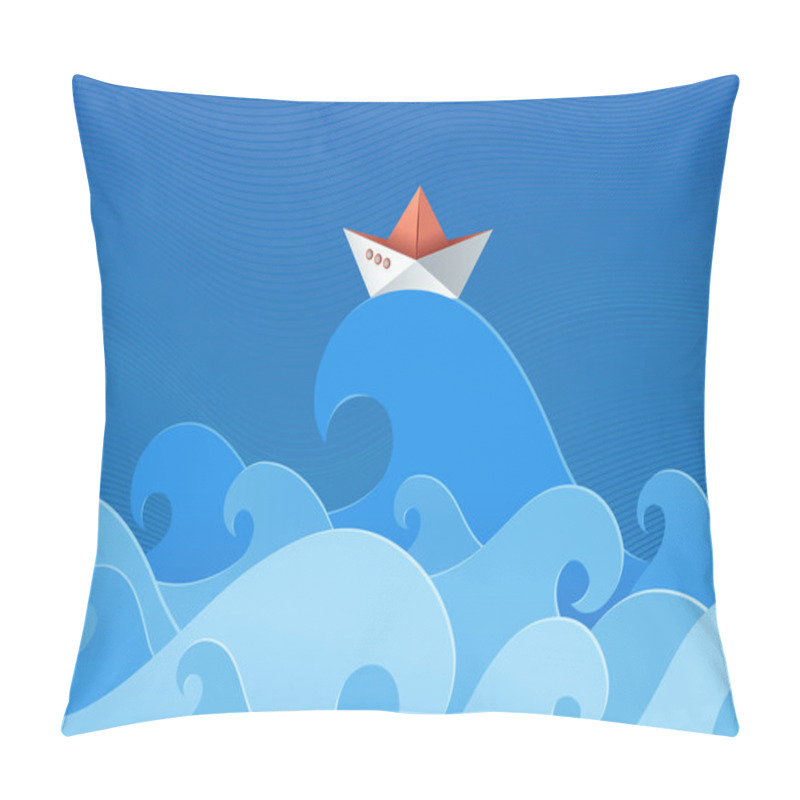 Personality  Paper ship on waves. pillow covers