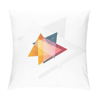 Personality  Isolated Abstract Pink And Orange Color Triangle Logo On Black Background, Geometric Triangular Shape Logotype Of Transparent Overlays Vector Illustration Pillow Covers
