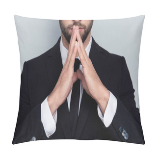 Personality  Cropped Close Up Photo Of Serious Strict Severe Calm Mysterious  Pillow Covers