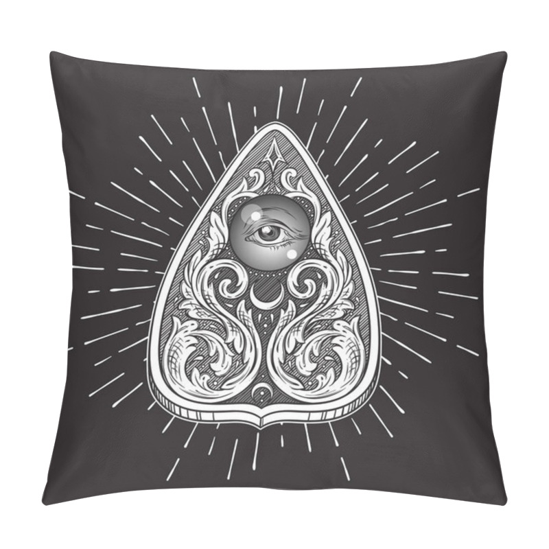 Personality  Hand drawn ornate art ouija board mystifying oracle planchette isolated. Antique style boho chic sticker, tattoo or print design vector illustration pillow covers