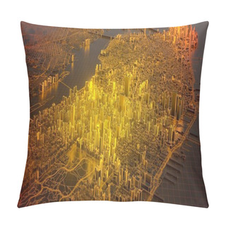 Personality  Digital New York City With Hot Glowing Edges, 3d Illustration Pillow Covers