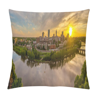 Personality  Aerial View Of Downtown New Brunswick And Rutgers University As The Sun Sets Behind The High Rise Buildings And Reflect On The Raritan River Pillow Covers