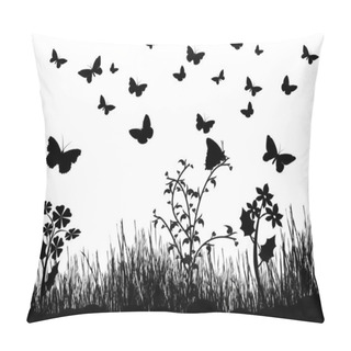 Personality  Butterflies, Flowers And Grass Background Pillow Covers