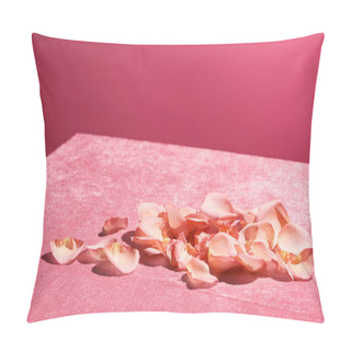 Personality  Rose Petals On Velour Pink Cloth Isolated On Pink, Girlish Concept Pillow Covers