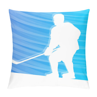 Personality  Hockey Player Silhouette Vector Background Colorful Concept Pillow Covers