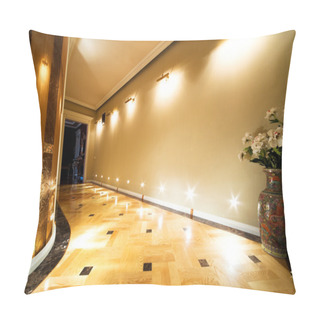 Personality  Flowers In A Long Hallway With Parquet Flooring Pillow Covers