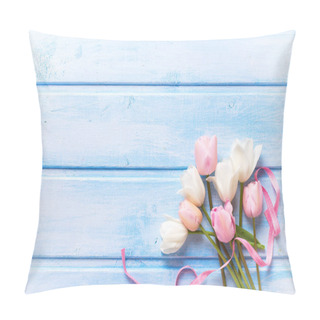 Personality  White And Pink Spring Tulips Pillow Covers