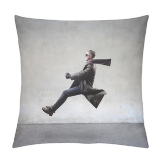 Personality  Man Driving An Imaginary Motorbike Pillow Covers