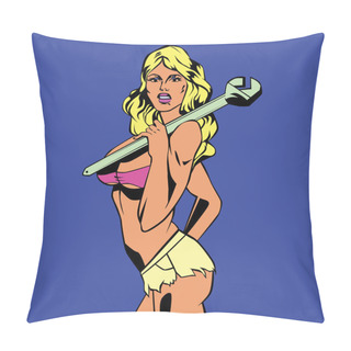 Personality  Car Service Sexy Girl Comic Style Lineart Pillow Covers
