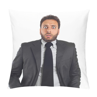 Personality  Young Business Man With An Expression Of Fear Pillow Covers