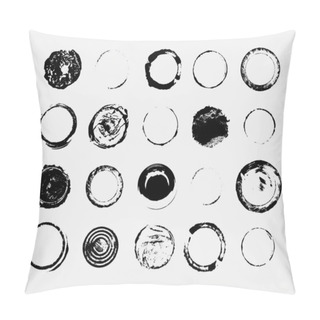 Personality  Set Of Monochrome Abstract Vector Grunge Round Textures. Pillow Covers