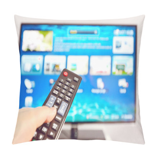Personality  Smart Tv And Hand Pressing Remote Control Pillow Covers