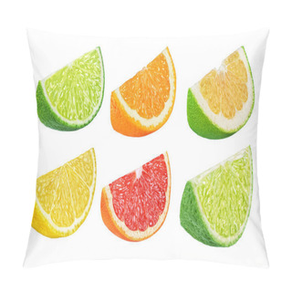 Personality  Set Of Different Citrus Fruits Isolated On White Background Pillow Covers