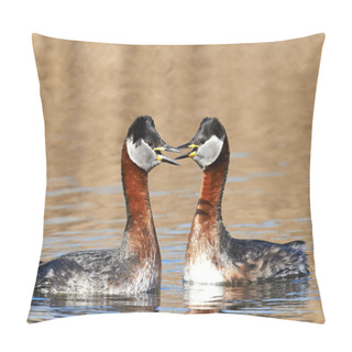 Personality  Red Necked Grebe (Podiceps Grisegena) Pillow Covers