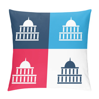 Personality  American Government Building Blue And Red Four Color Minimal Icon Set Pillow Covers