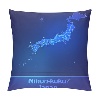 Personality  Map Of Japan With Borders As Scrible Pillow Covers