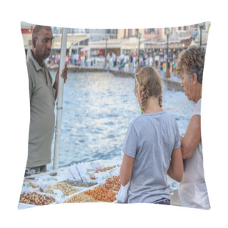 Personality  Street Trading At Chania Harbor Pillow Covers