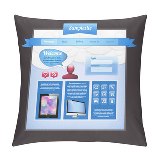 Personality  Website Web Design Elements Blue Template Pillow Covers