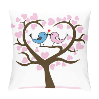 Personality  Couple Of Birds In Tree. Valentines Day Card Pillow Covers