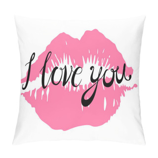 Personality  I Love You Kiss Red Lips Vector Pink Pillow Covers
