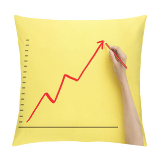 Personality  Hand Drawing Business Growth Chart Upward. Pillow Covers