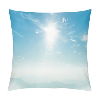 Personality  Blue Sky Panorama With Shining Sun Rays Pillow Covers
