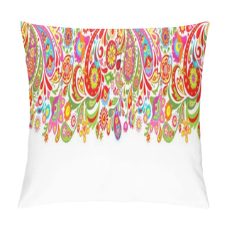 Personality  Seamless Decorative Border With Abstract Colorful Flowers Print Pillow Covers