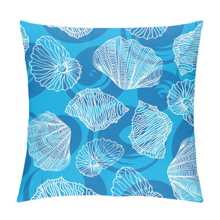 Personality  Shells And Waves Curls Seamless Pattern. Pillow Covers