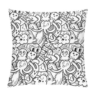 Personality  Funny Doodle Monsters Seamless Pattern For Prints, Designs And Coloring Books Pillow Covers